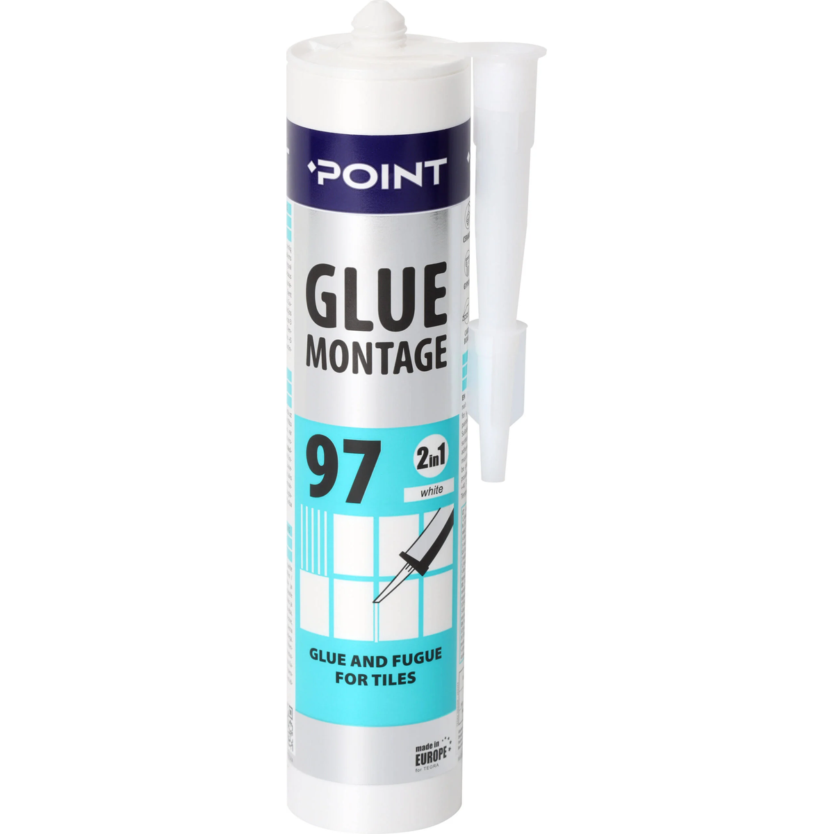 POINT 97 balti akriliniai klijai ir užpildas plytelėms 280ml tūbelėje su aplikatoriumi