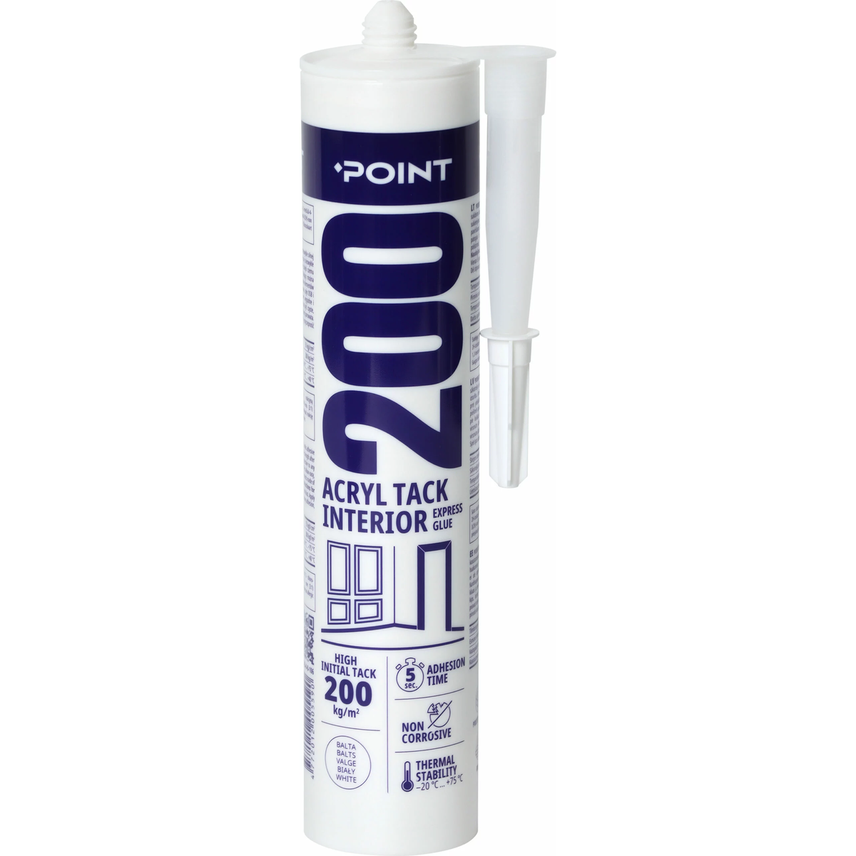 POINT 200 Acryl Tack montažiniai klijai 300ml baltos spalvos vidaus apdailos darbams