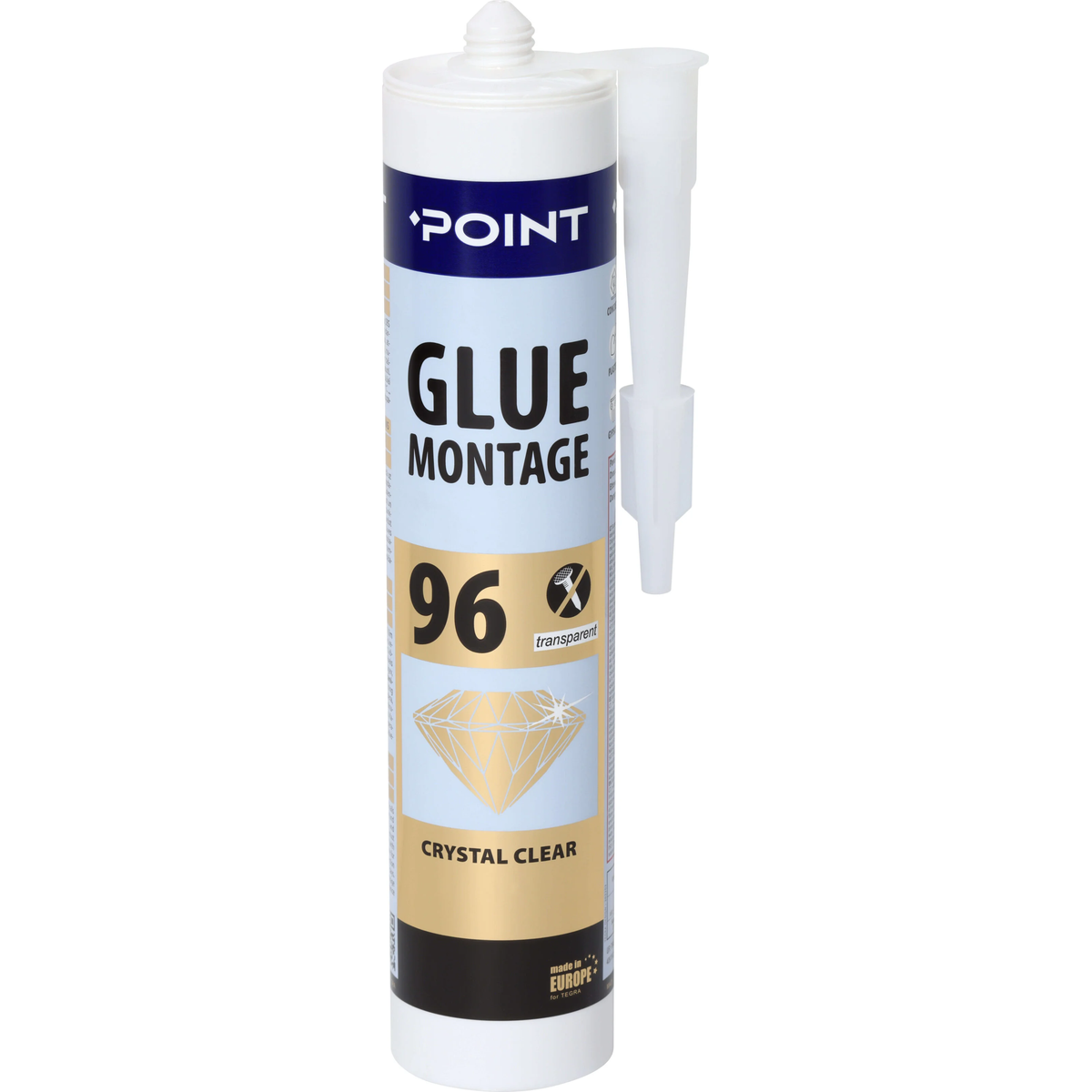 POINT 96 skaidrūs montažiniai klijai 280ml pakuotė universaliems statybos ir apdailos darbams