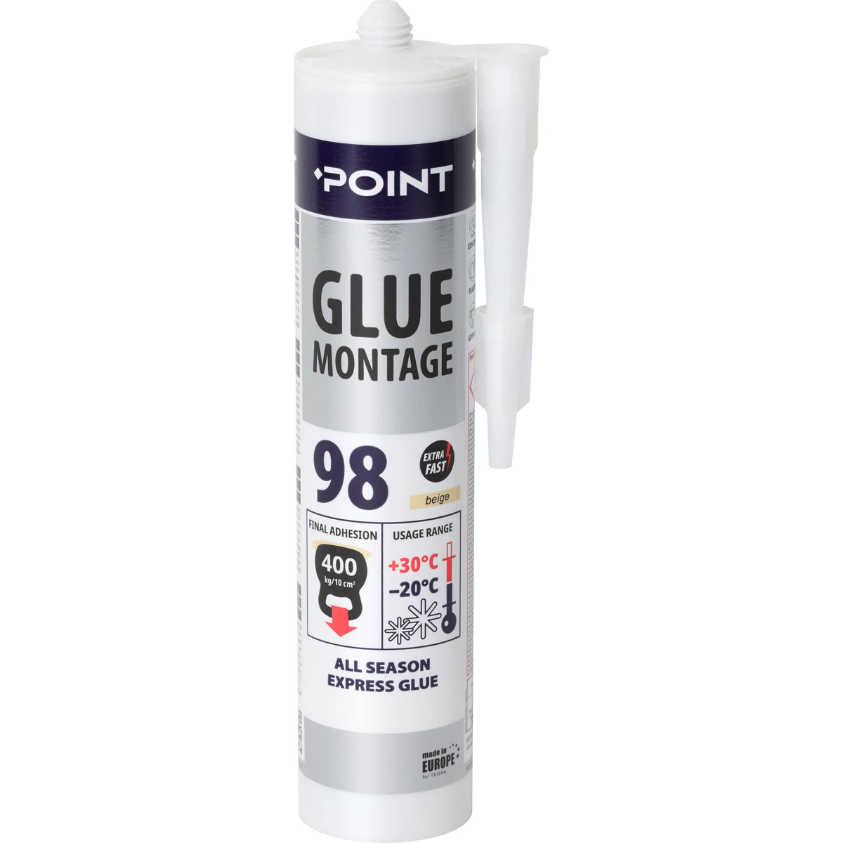 POINT 98 montažiniai klijai 280ml smėlio spalvos universaliam statybos ir remonto darbams