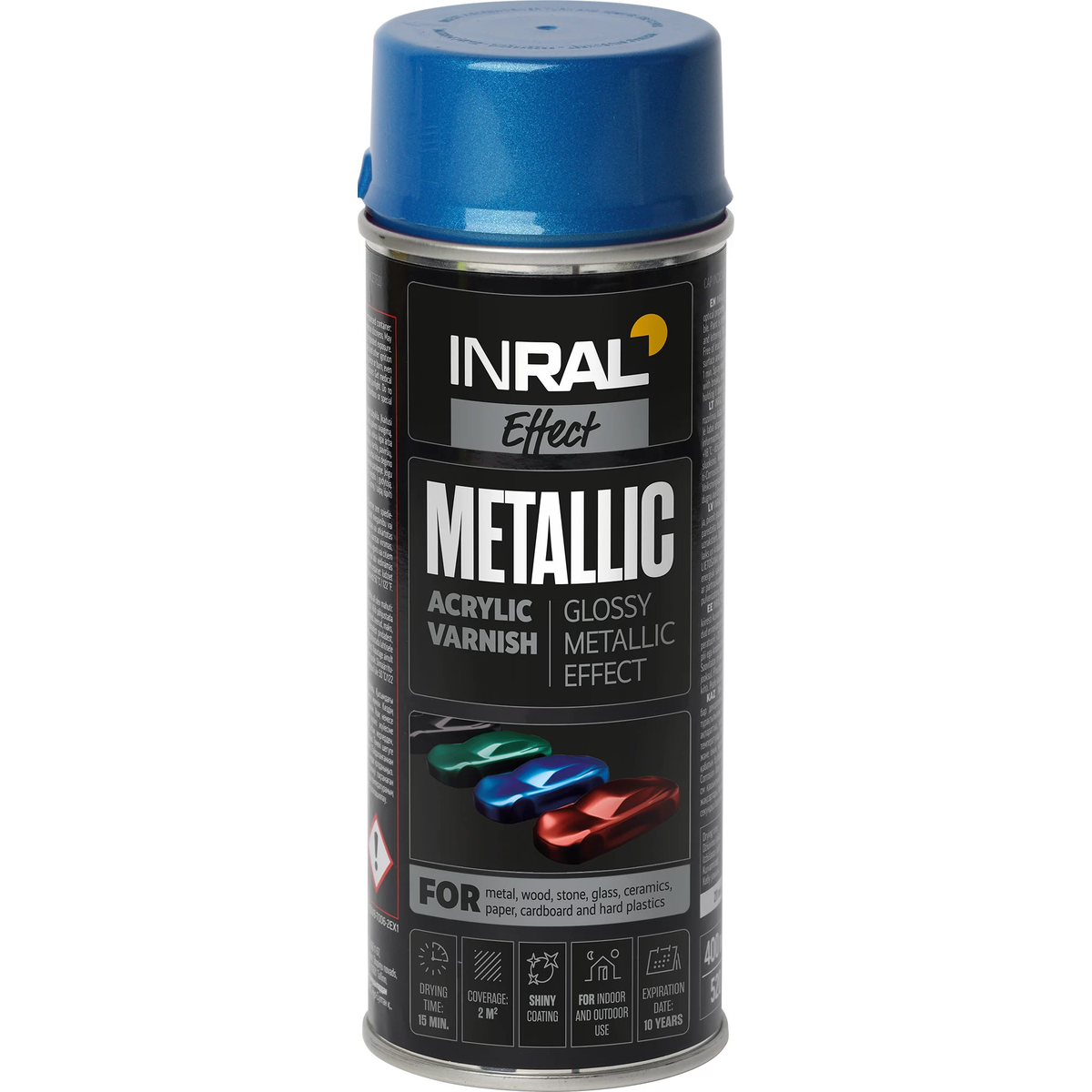 INRAL METALLIC mėlynas metalizuotas akrilinis aerozolinis lakas 400ml balionėlis