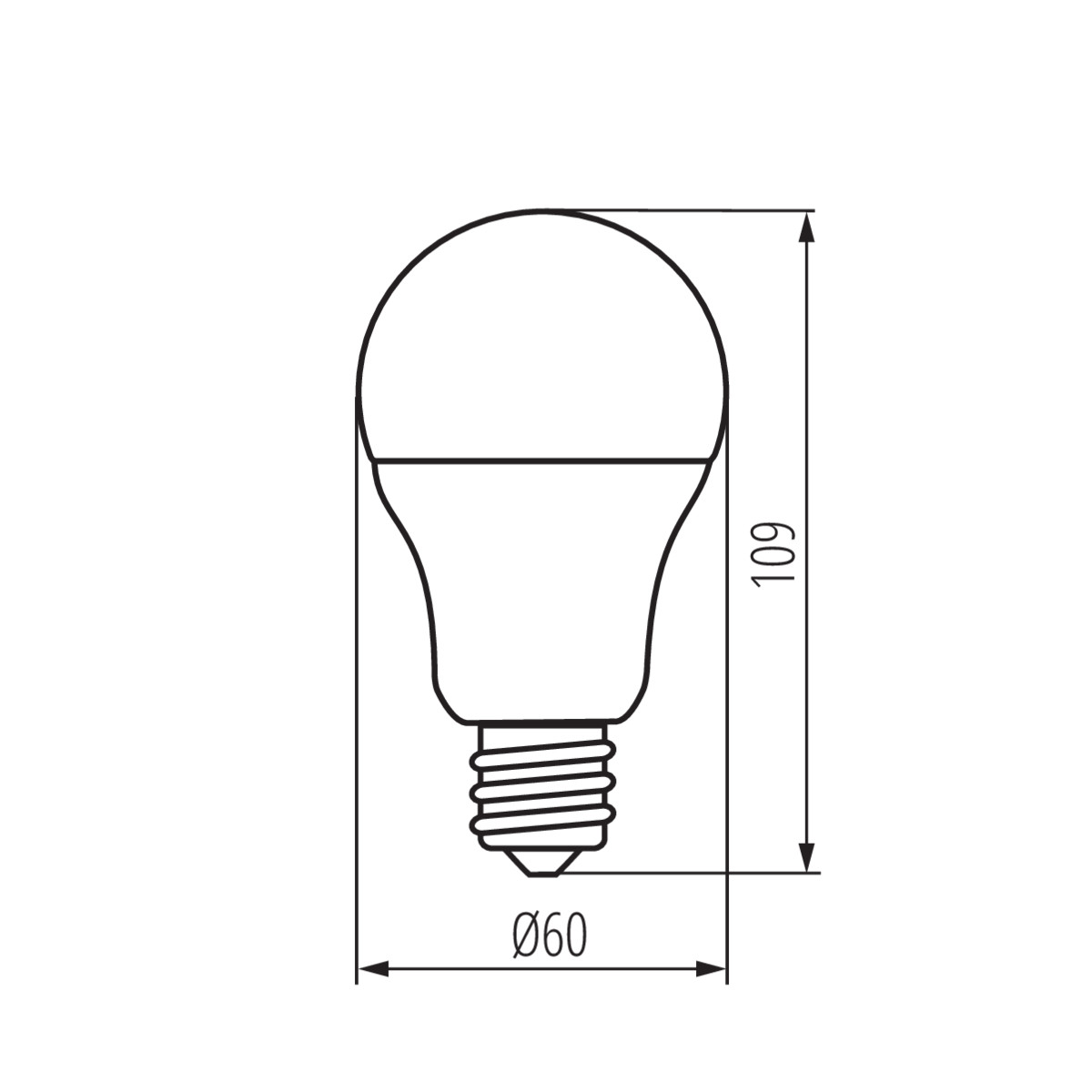 Energiją taupanti LED lempa A60 su standartinio dydžio E27 cokoliu