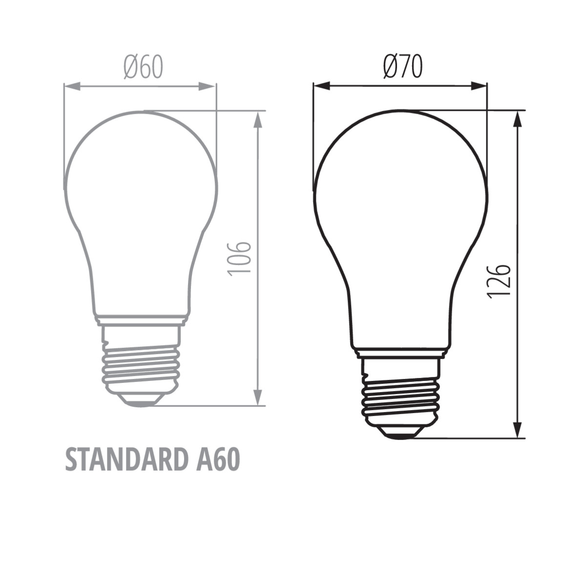 LED lemputė A70 formato su 2450 lumenų šviesos srautu ir 320 laipsnių sklaidos kampu