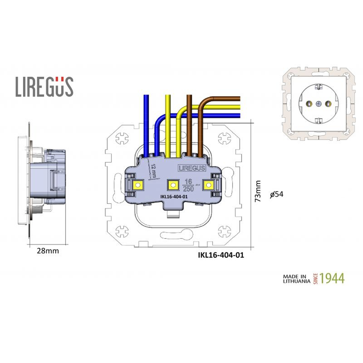 Vienvietis elektros lizdas su įžeminimu EPSILON serija