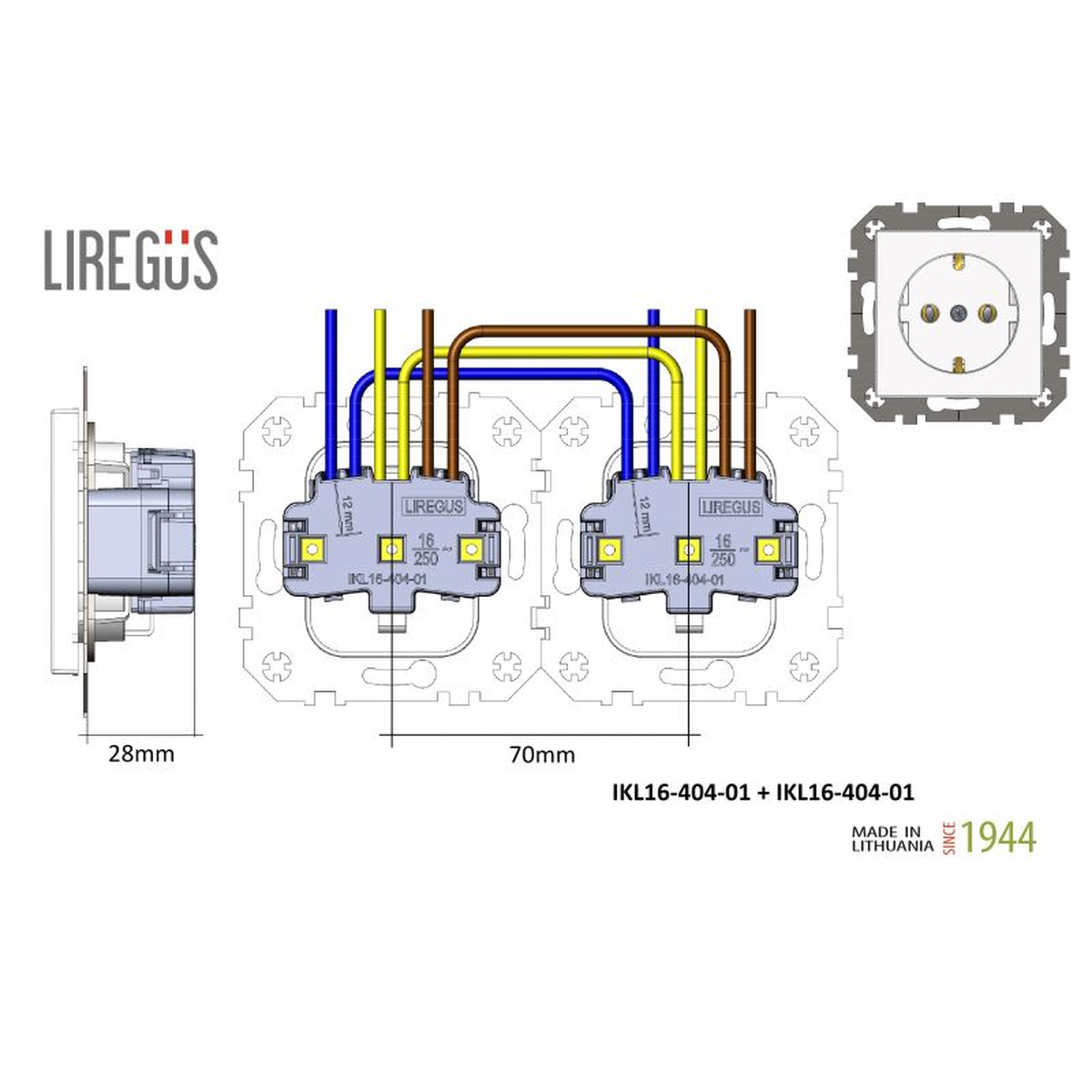 LIREGUS EPSILON kištukinis lizdas moderniam interjerui