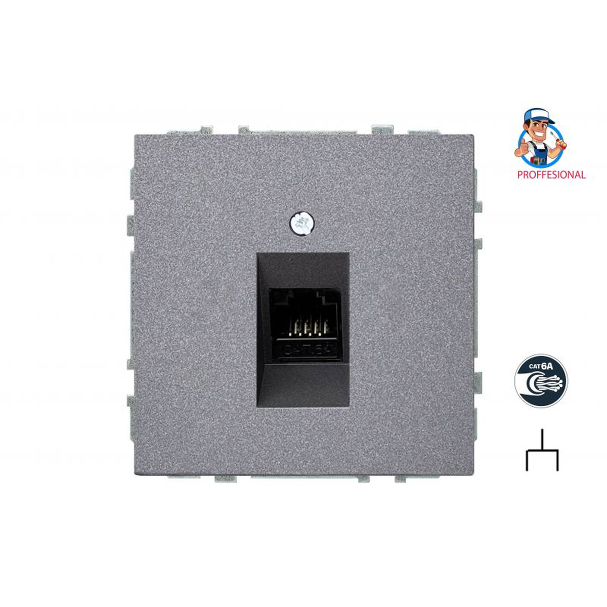 Vieno modulio tinklo lizdas RJ45 kategorijos 6A juodos spalvos