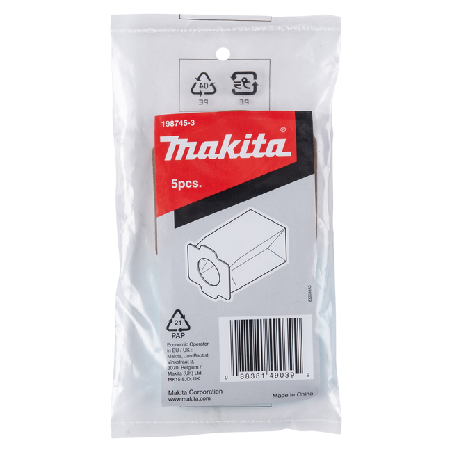 Originalūs Makita popieriniai maišeliai akumuliatoriams siurbliams