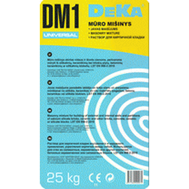 DEKA DM1 sausas mūro mišinys 25kg maišas M10 klasės plytų ir blokelių mūrijimui