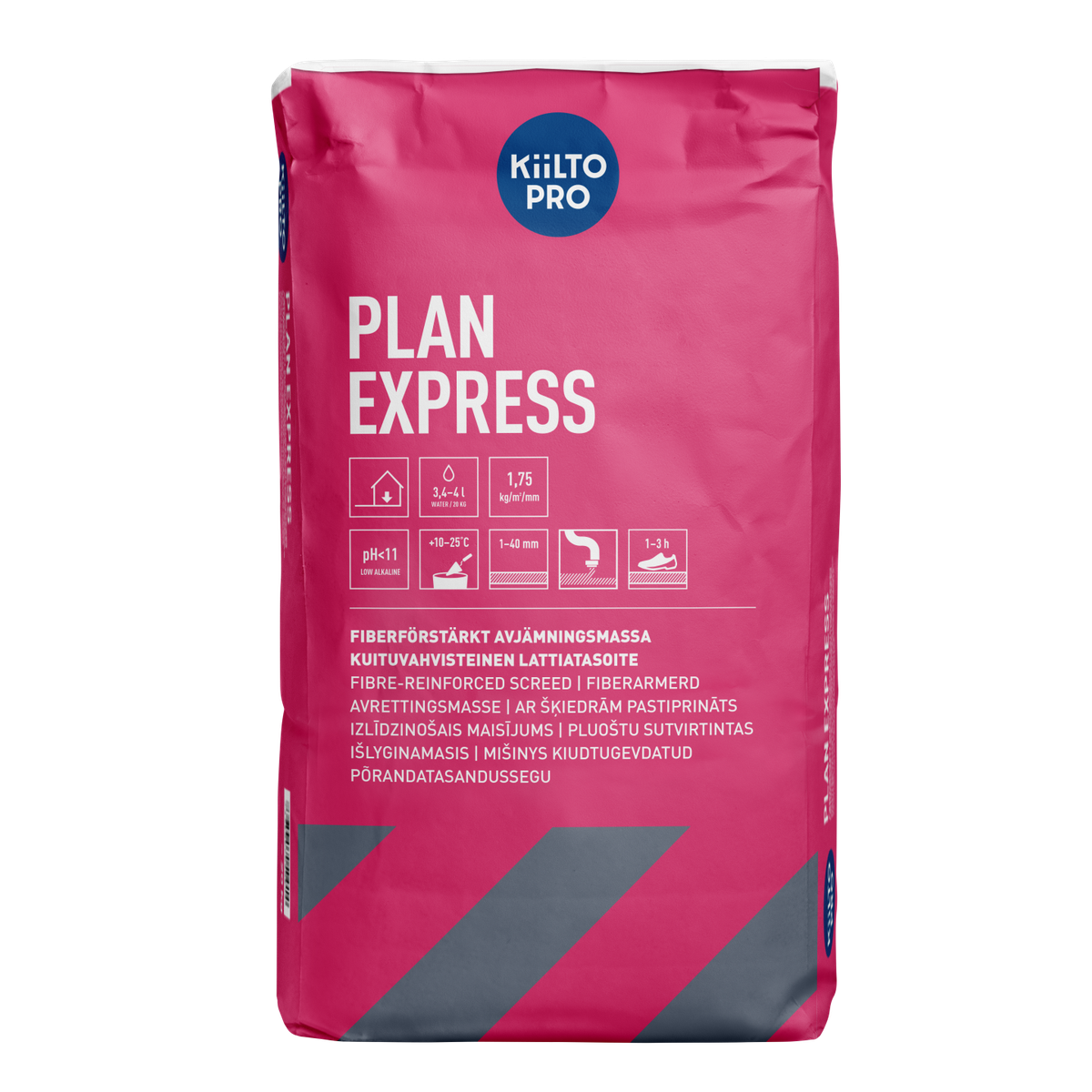 KIILTO PLAN EXPRESS savaime išsilyginantis grindų mišinys 20 kg maišas cemento pagrindo išlyginimui vidaus patalpose