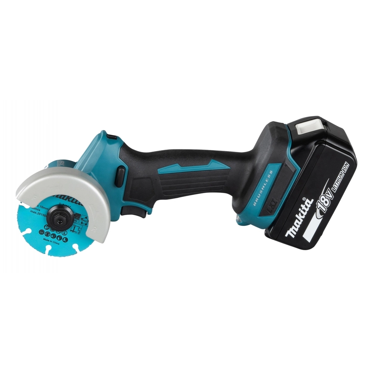 Makita DMC300Z 18V pjaustytuvo komplektas su trimis skirtingais 76mm pjovimo diskais