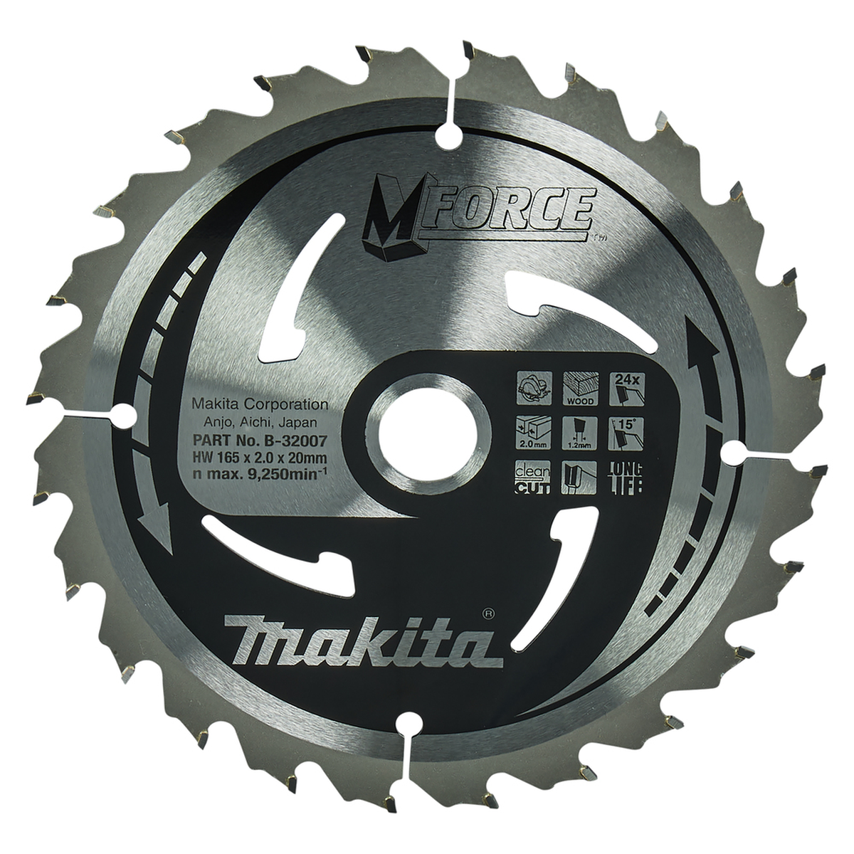 Makita M-FORCE B-32007 diskinio pjūklo diskas medienai 165mm 24 dantys