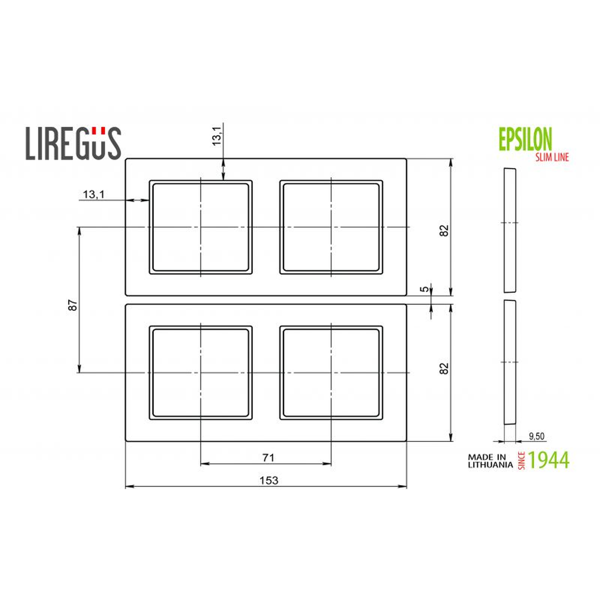 Modernus baltas dvivietis rėmelis Liregus Epsilon serijos