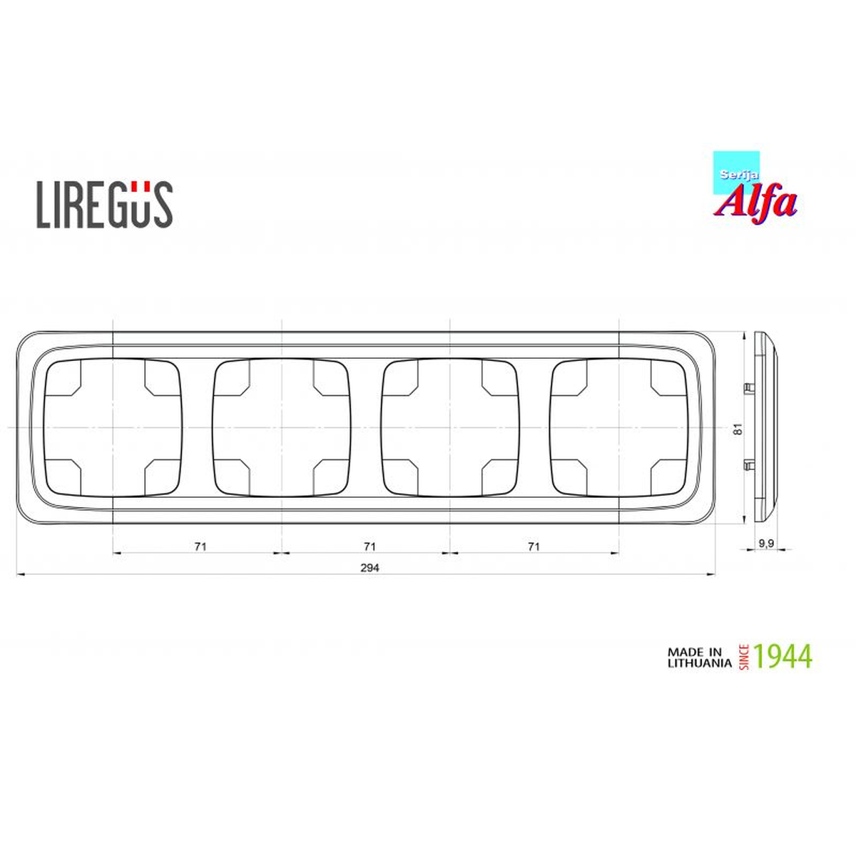 Liregus Alfa keturvietis montavimo rėmelis smėlio spalva