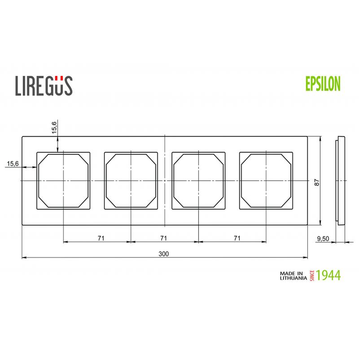 Liregus Epsilon K14-245-04 keturvietis rėmelis baltoje spalvoje