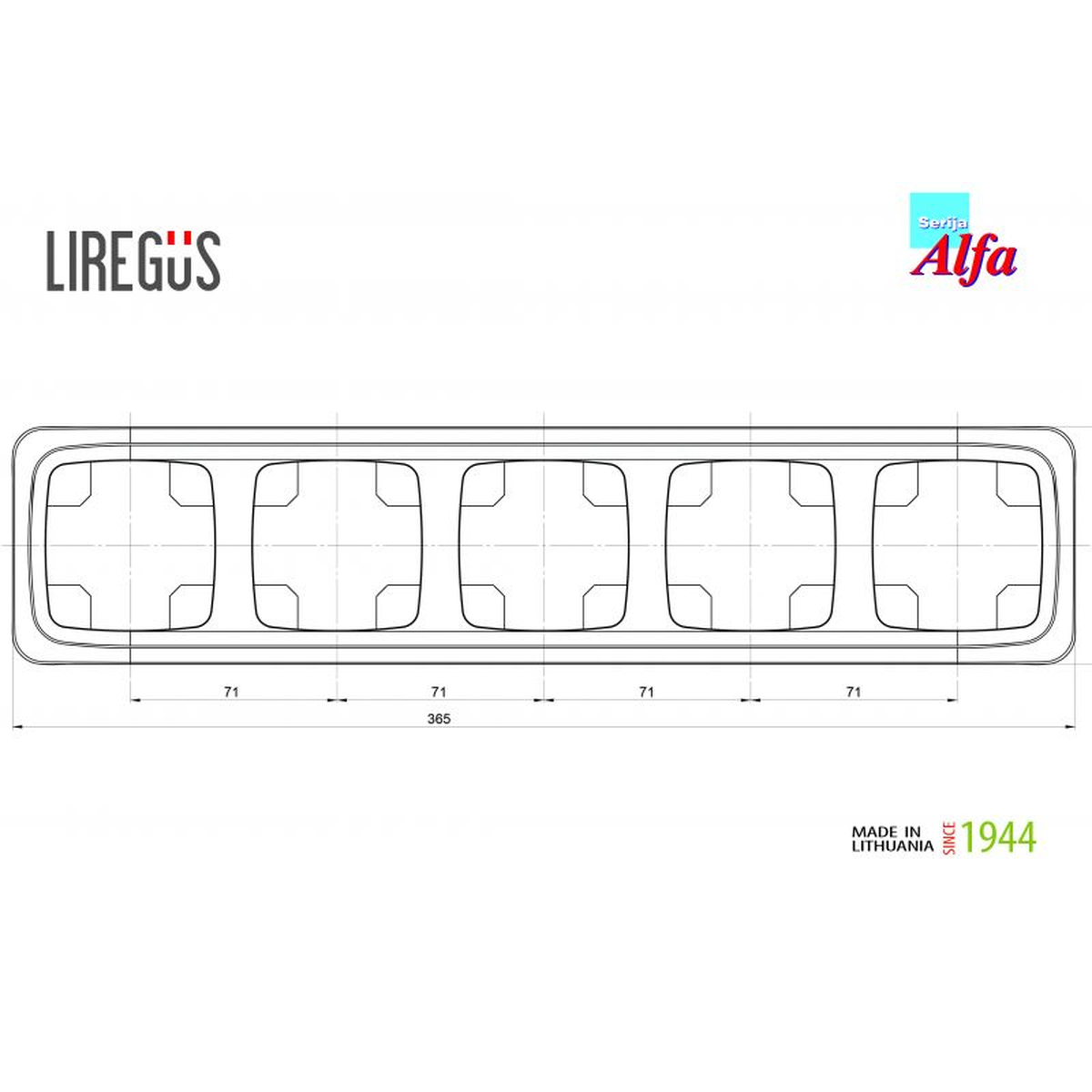 Smėlio spalvos Liregus Alfa 5 vietų elektros jungiklių rėmelis