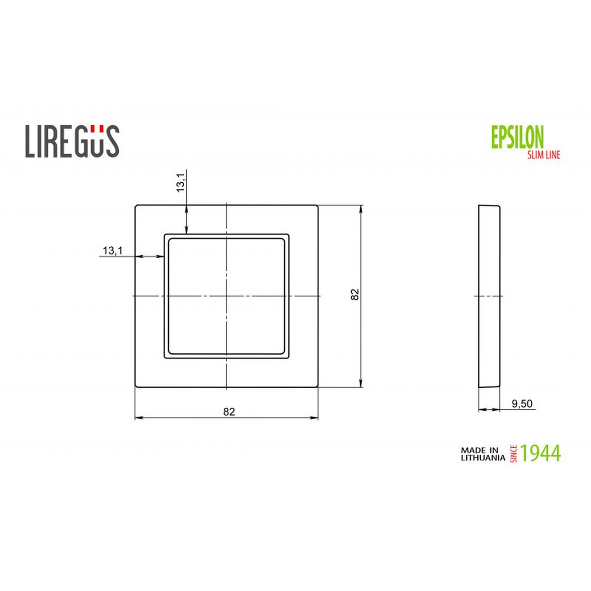 Liregus Epsilon vienvietis jungiklio rėmelis baltas