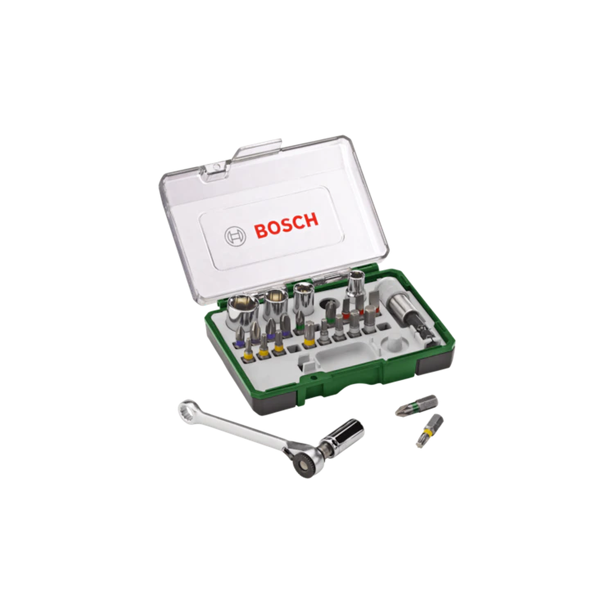 BOSCH 2607017160 sukimo antgalių rinkinys 27 dalių su mini terkšle ir magnetiniu laikikliu profesionaliems darbams