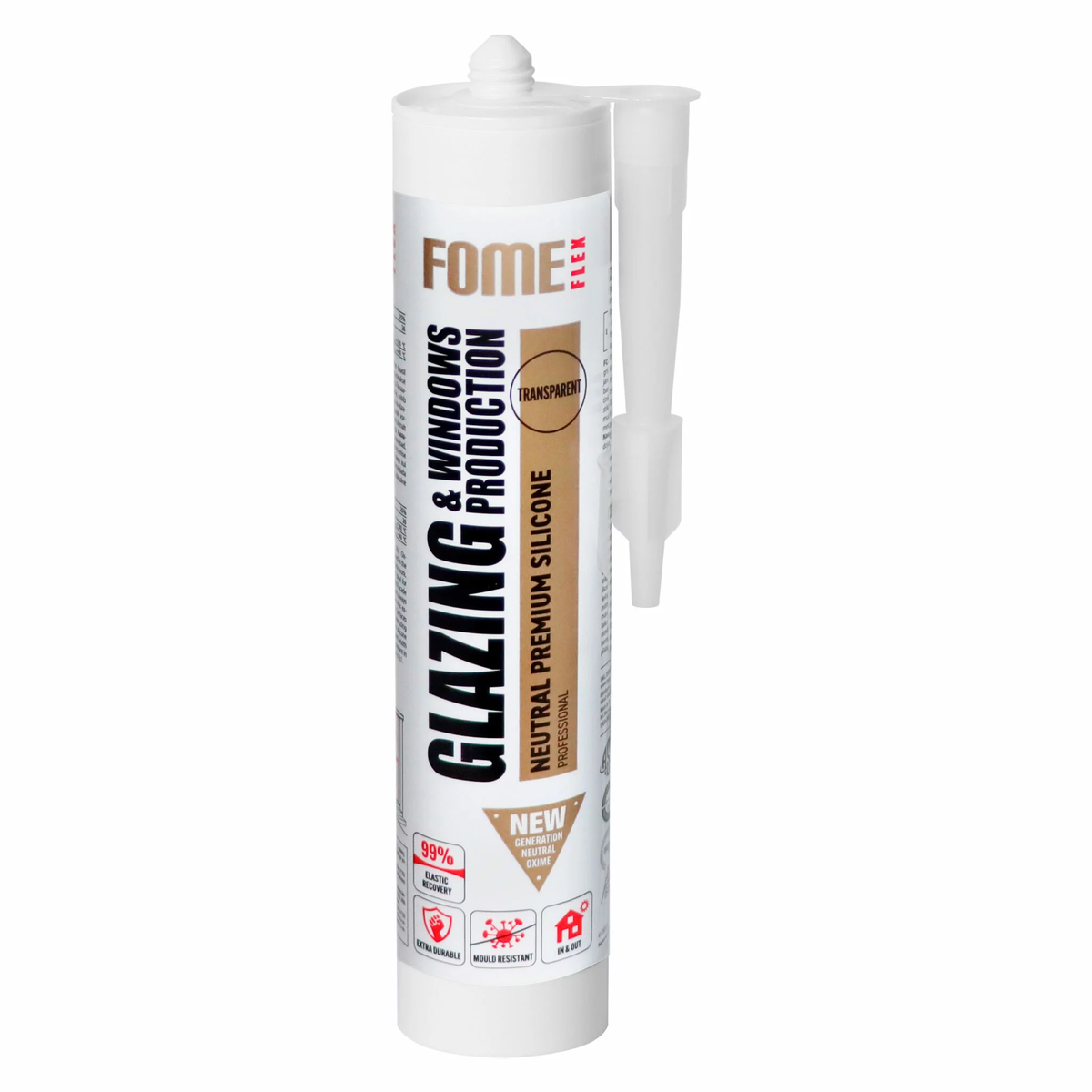FOME FLEX GLAZING neutralus silikoninis hermetikas stiklinimui 310ml