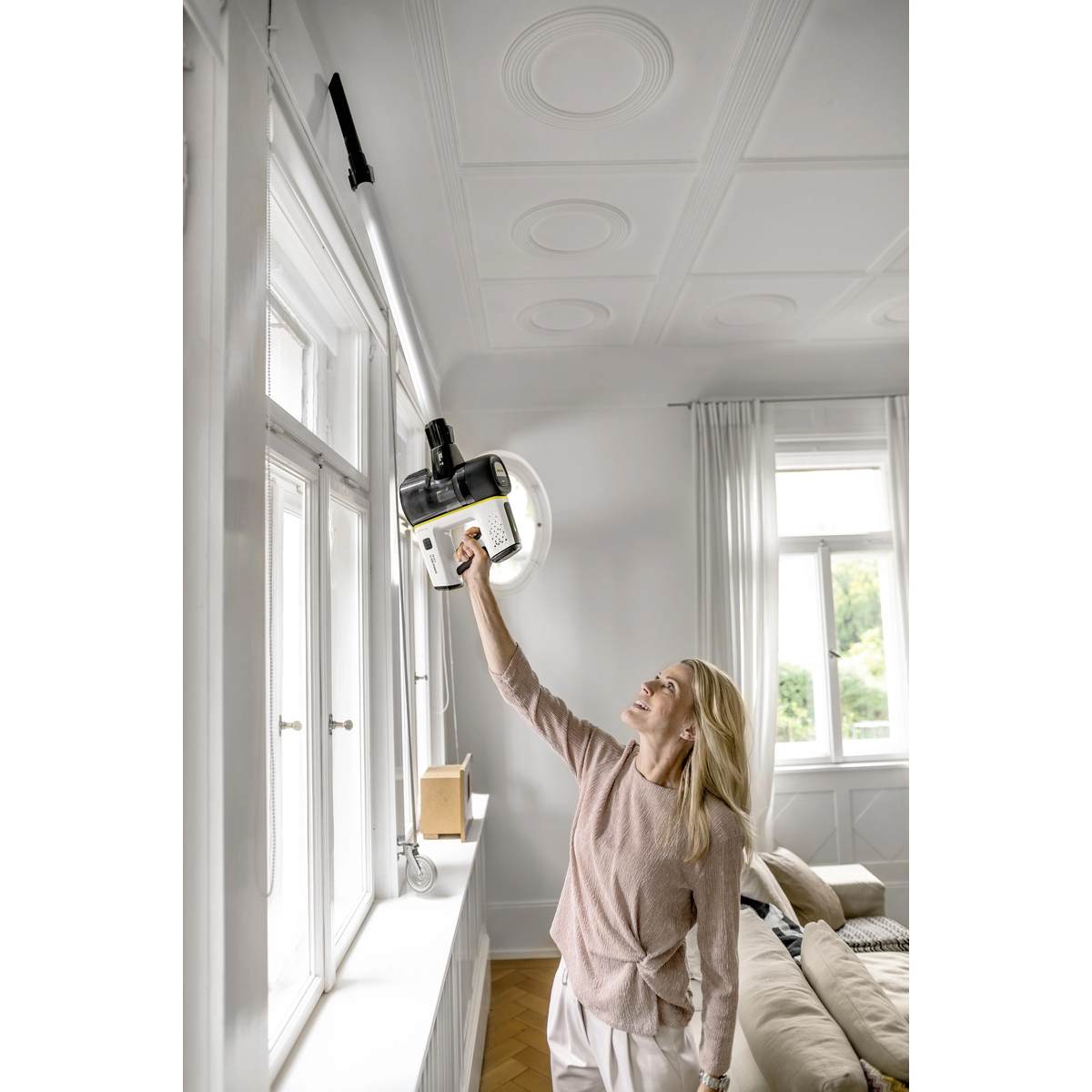 Karcher VC7 siurblio baterijos ir įkrovimo indikatoriai