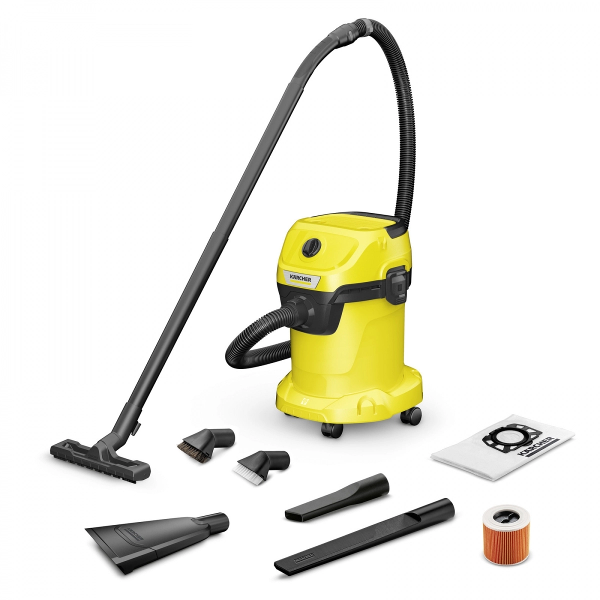 Karcher WD 3 V-17/6/20 Car dulkių siurblys su automobiliniais antgaliais ir 17L talpos konteineriu