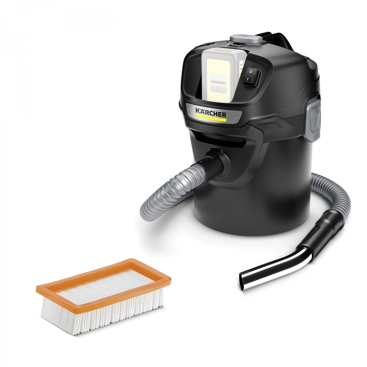 Karcher AD2 Battery pelenų siurblys su 18V akumuliatoriumi ir LCD ekranu