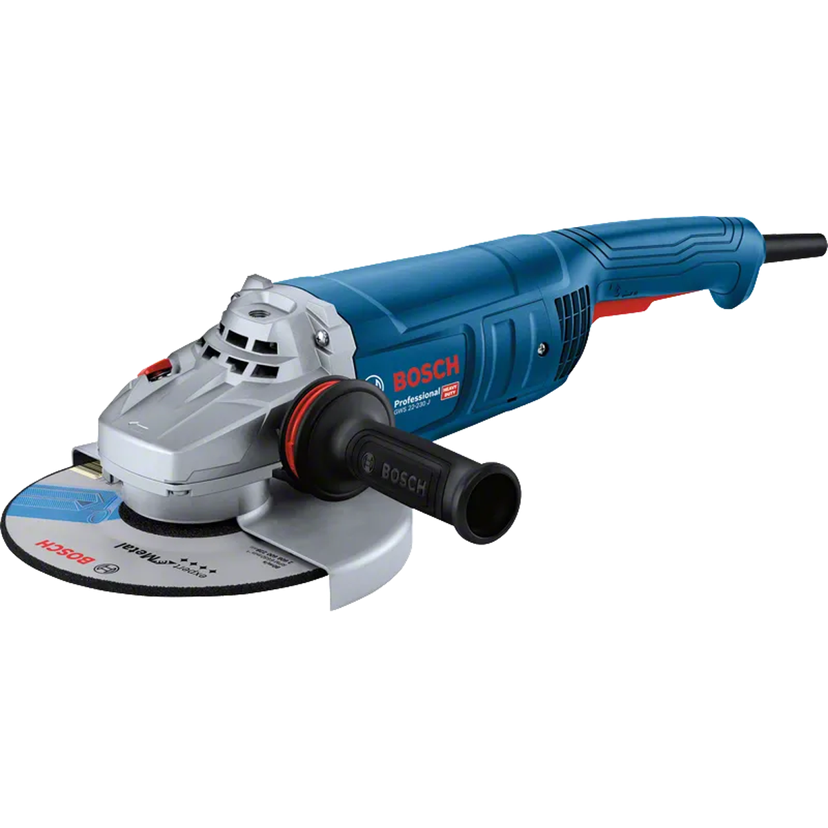 Elektrinis kampinis šlifuoklis Bosch Professional 2200W su papildoma rankena ir apsaugos gaubu