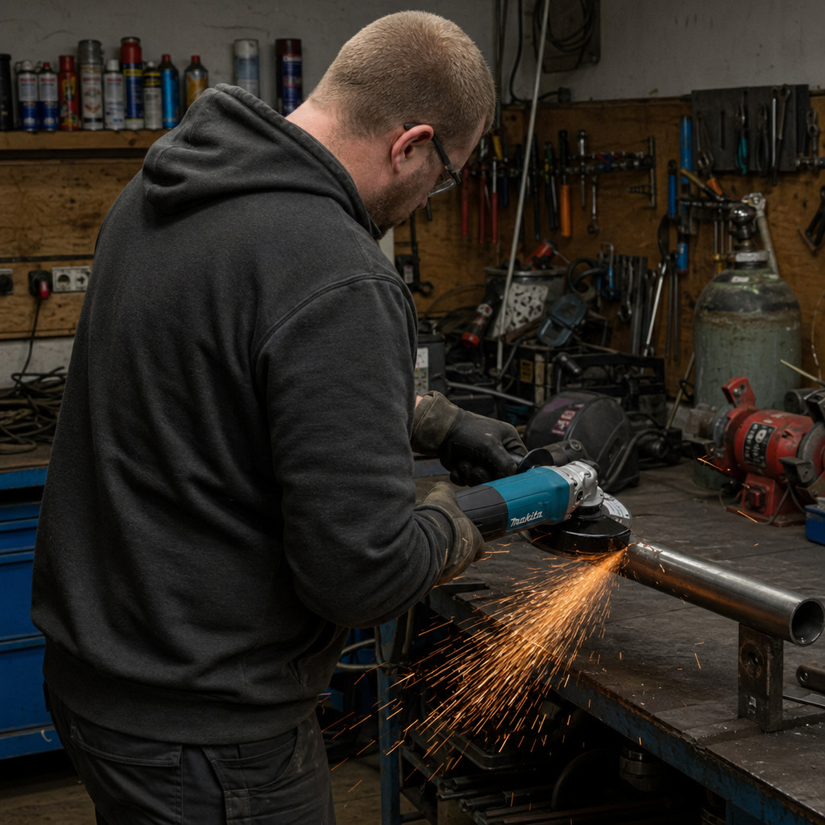 Makita GA5030R kampinis šlifuoklis su 125mm disku ir 720W varikliu profesionaliam naudojimui