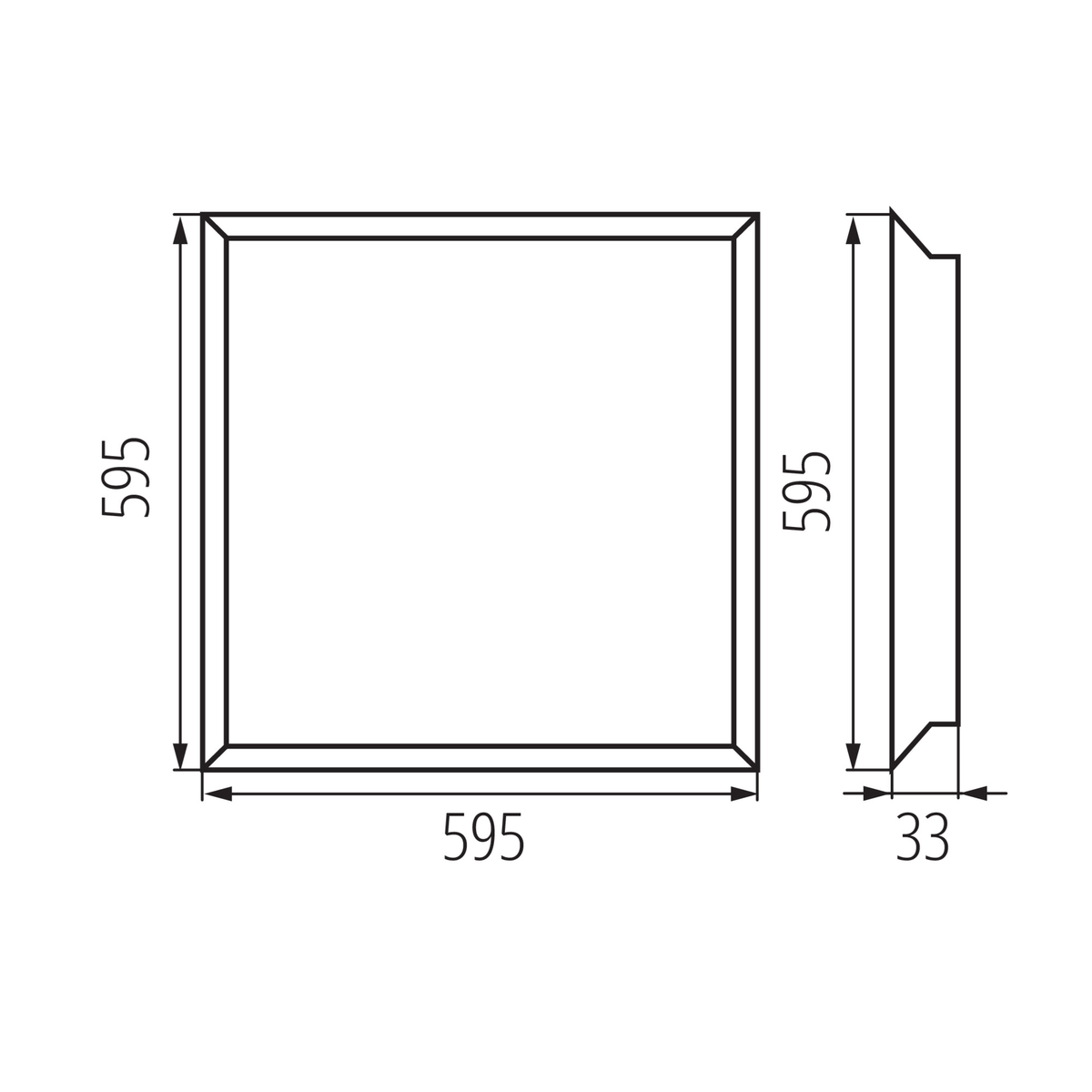 Kvadratinis LED šviestuvas 595x595mm 30mm storio BAREV