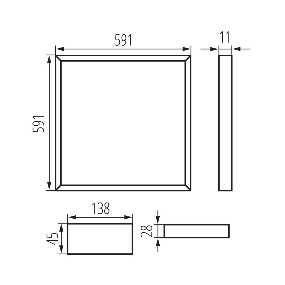 Kanlux AVAR 6060 plonas 11mm LED rėmelis kasetinėms luboms