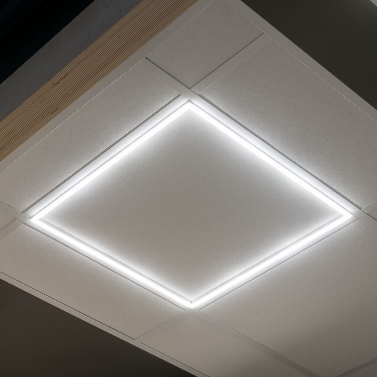 Įleidžiamas LED apšvietimas AVAR 6060 ofiso patalpoms