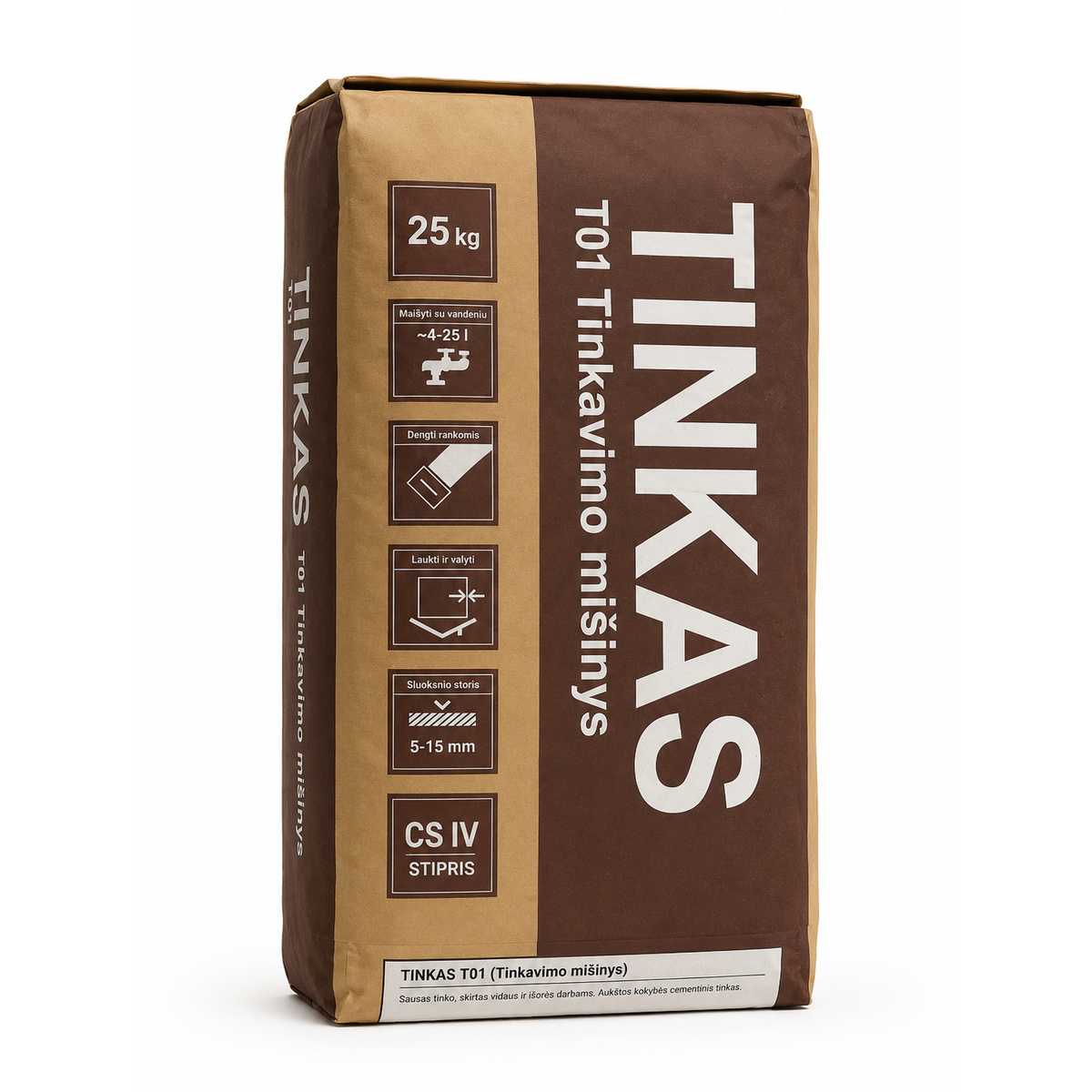 KREISEL T01 cementinis tinko mišinys 25kg maišas vidaus apdailai