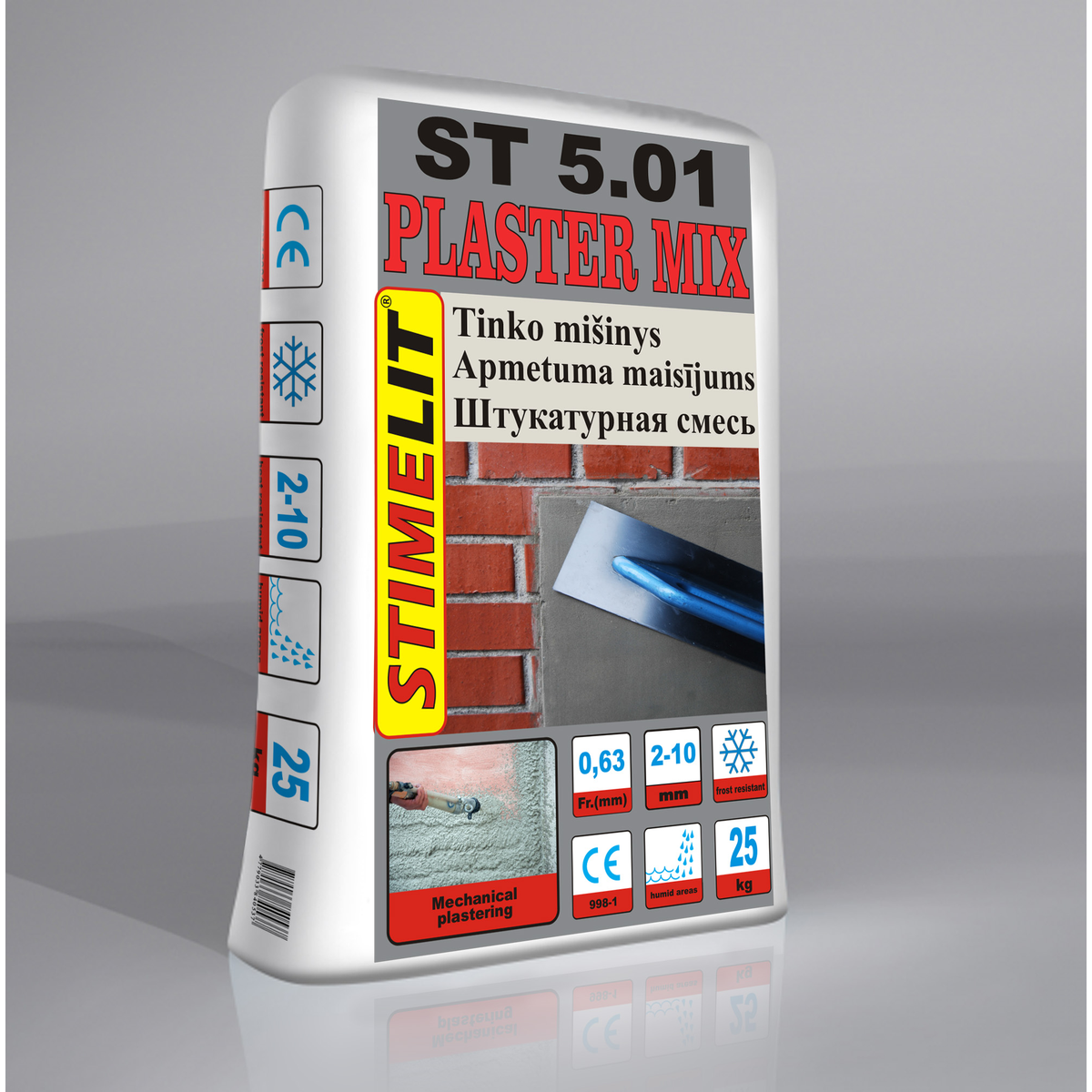 STIMELIT 5.01 kalkinis-cementinis tinko mišinys 25kg maišas vidaus ir išorės tinkavimo darbams