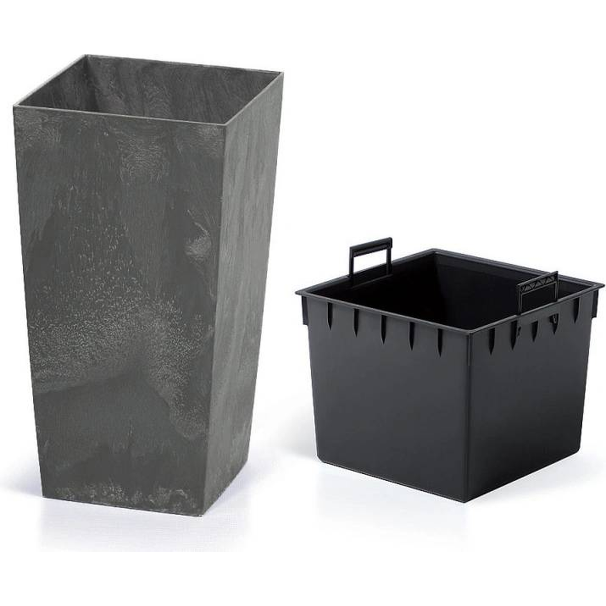 Kvadratinis plastikinis vazonas Urbi Square 24cm beton effect tekstūra