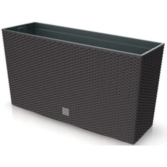 Plastikinis vazonas 80cm Rato Case Middle Umber su ratano pynės imitacija