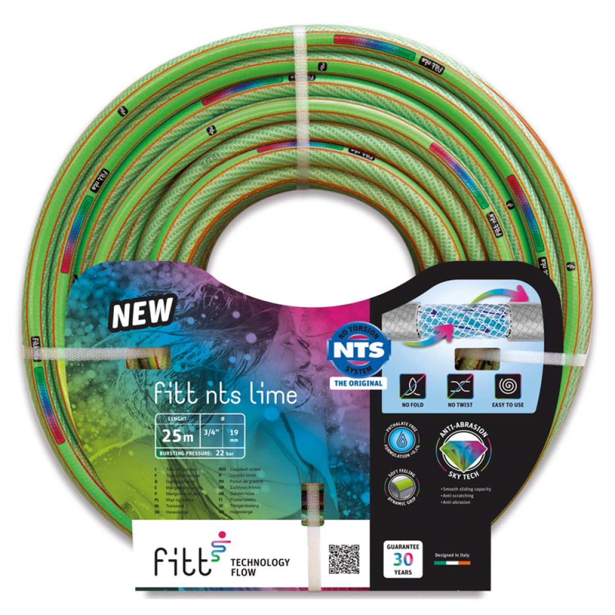 FITT NTS LIME žalia laistymo žarna 25 metrų ilgio su nesipainiojančia NTS technologija