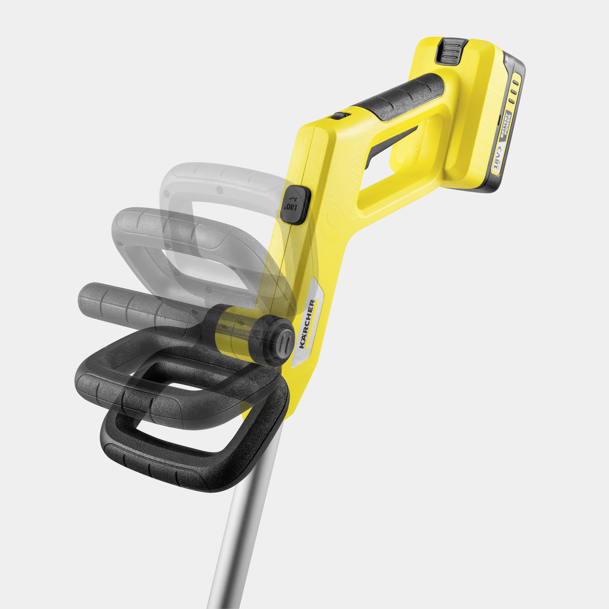 Lengvas KARCHER akumuliatorinis trimeris su reguliuojama rankena