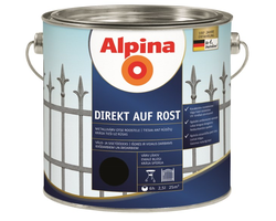 DAŽAI METALO ANTIKOROZINIAI ALPINA DIREKT AUF ROST 2.5L JUODOS SPALVOS RAL9005