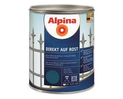 DAŽAI METALO ANTIKOROZINIAI ALPINA DIREKT AUF ROST 0.75L MĖLYNOS SPALVOS RAL5010