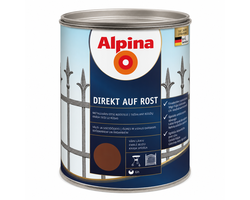 DAŽAI METALO ANTIKOROZINIAI ALPINA DIREKT AUF ROST 2.5L RUDOS SPALVOS RAL8011