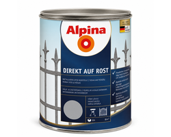DAŽAI METALO ANTIKOROZINIAI ALPINA DIREKT AUF ROST 0.75L PILKOS SPALVOS RAL7040