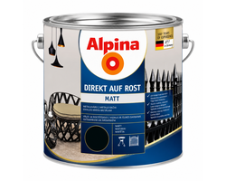 DAŽAI METALO ANTIKOROZINIAI ALPINA DIREKT AUF ROST MATT 0.75L JUODOS SPALVOS RAL9005