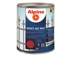 DAŽAI METALO ANTIKOROZINIAI ALPINA DIREKT AUF ROST 0.75L RUDONOS SPALVOS RAL3000