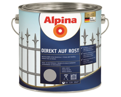 DAŽAI METALO ANTIKOROZINIAI ALPINA DIREKT AUF ROST 2.5L SIDABRINĖS SPALVOS RAL9006