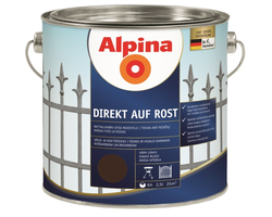DAŽAI METALO ANTIKOROZINIAI ALPINA DIREKT AUF ROST 2.5L ŠOKOLADO SPALVOS RAL8017