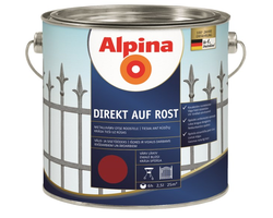 DAŽAI METALO ANTIKOROZINIAI ALPINA DIREKT AUF ROST 2.5L RAUDONO VYNO SPALVOS RAL3005