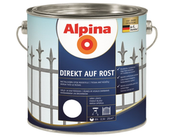 DAŽAI METALO ANTIKOROZINIAI ALPINA DIREKT AUF ROST 2.5L BALTOS SPALVOS RAL9016