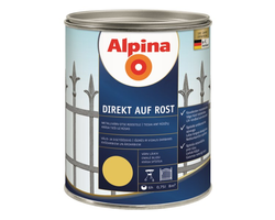 DAŽAI METALO ANTIKOROZINIAI ALPINA DIREKT AUF ROST 0.75L GELTONOS SPALVOS RAL1021