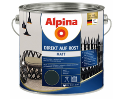 DAŽAI METALO ANTIKOROZINIAI ALPINA DIREKT AUF ROST MATT 2.5L TAMSIAI PILKOS SPALVOS RAL7016