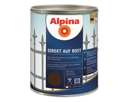 DAŽAI METALO ANTIKOROZINIAI ALPINA DIREKT AUF ROST 0.75L ŠOKOLADO SPALVOS RAL8017