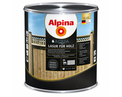 LAZŪRA MEDIENAI ALPINA AQUA 2.5L JUODMEDŽIO SPALVOS